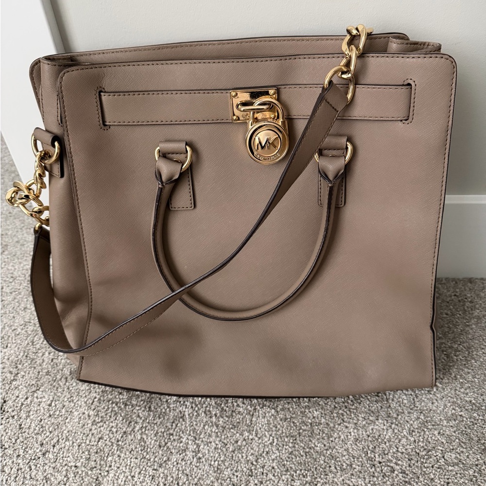 Michael Kors Leather Tote with Gold Accents